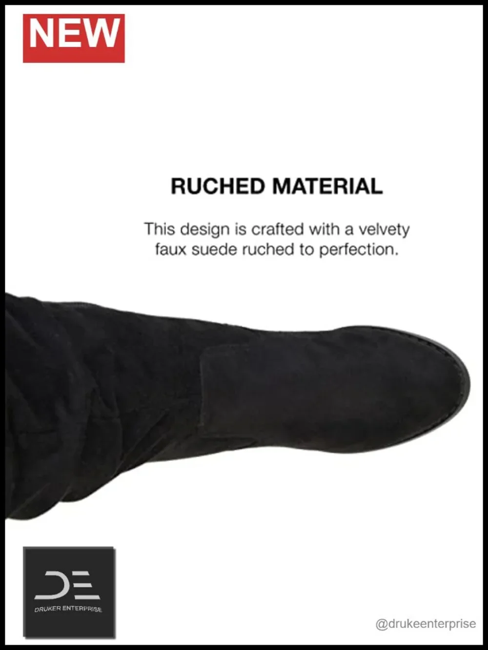 Vegan Leather Over-the-Knee Boots with Stacked Heel & Inside Zip